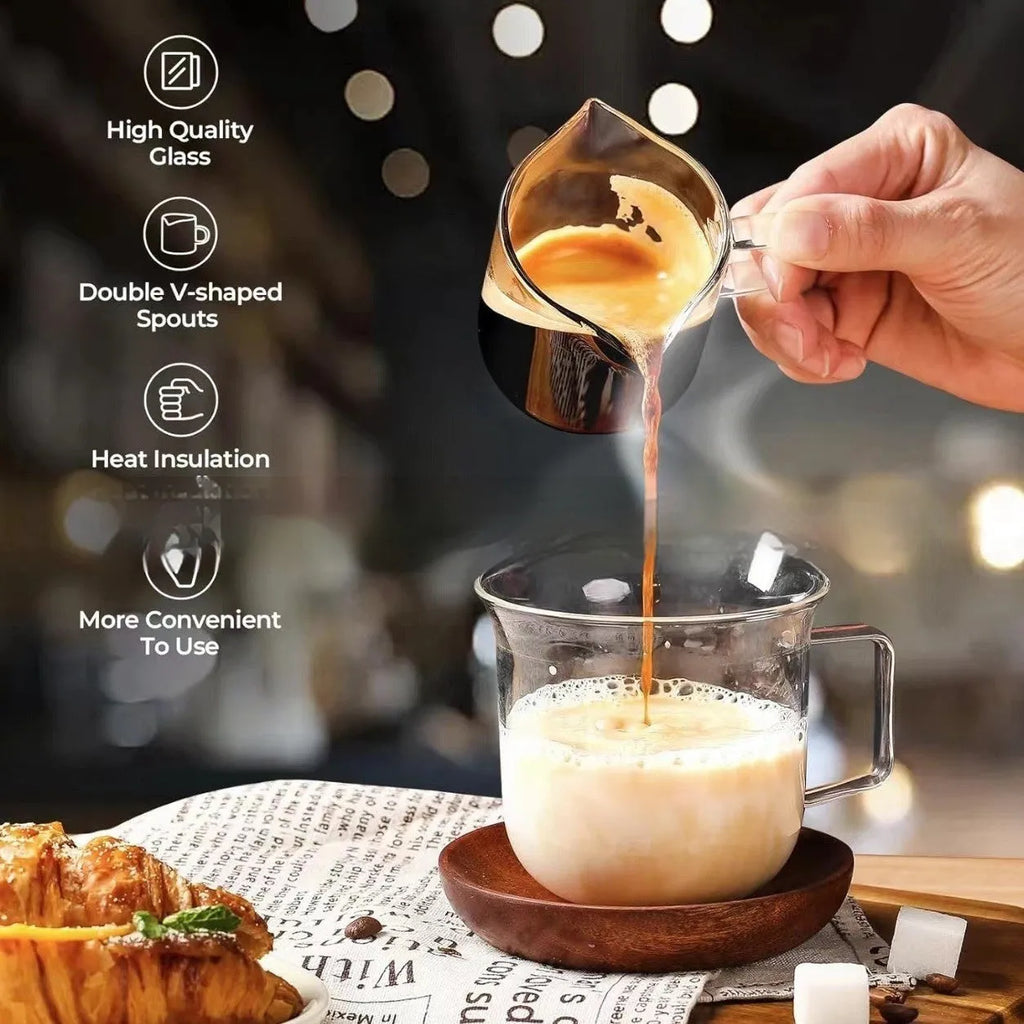 White transparent double mouth coffee glass with modern simple design