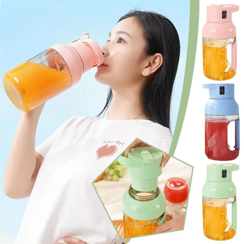 Portable electric juicer in emerald green with 1500ml capacity and USB charging port