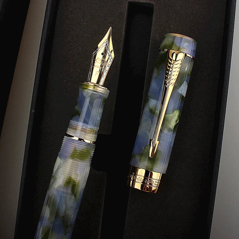 Deep bath green metal pen with three tip size options: 0.5mm, 0.7mm, and 1.0mm
