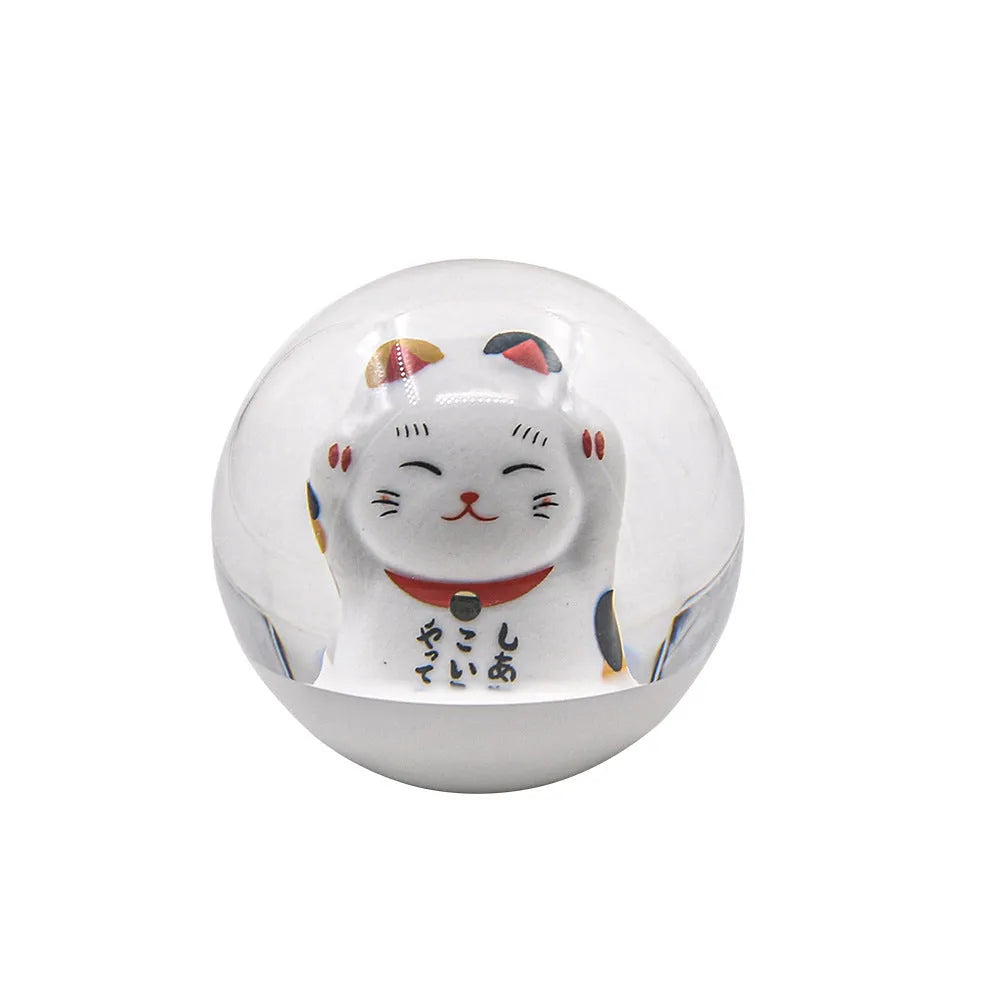 JDM lucky cat acrylic gear head with three adapters in sizes 8 x 1.25, 10 x 1.5, and 10 x 1.25 for general vehicle models