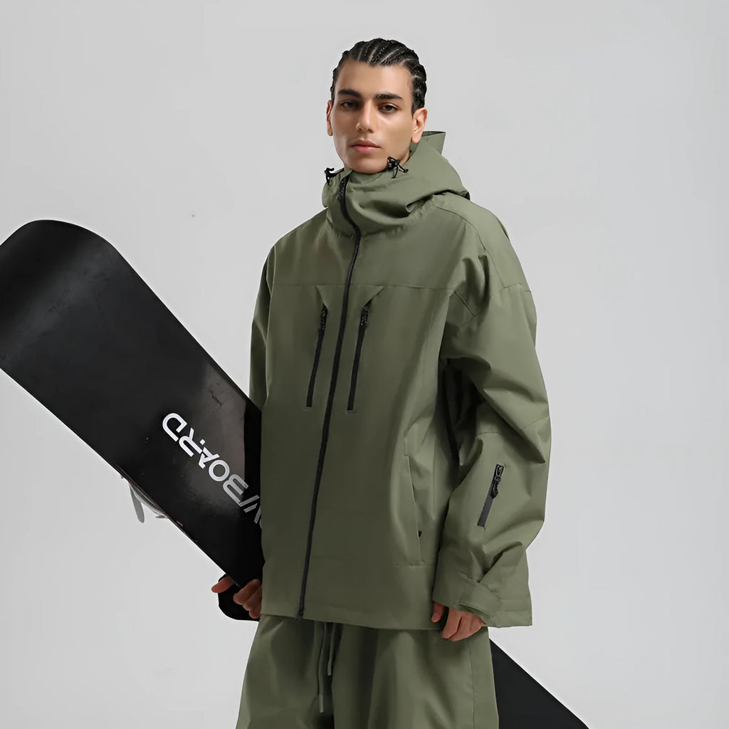 Men's loose zip ski suit jacket in polyester fibre, waterproof windproof, available in six colours and sizes S to XXL