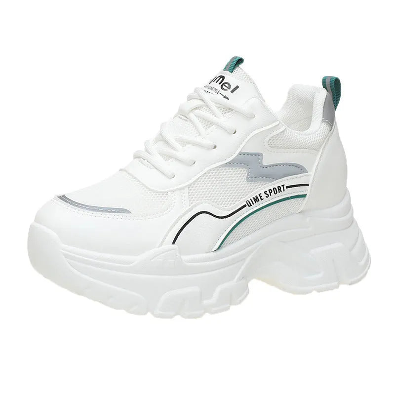 Women's low-top dad shoes in beige with cross shoulder straps, rubber sole, and breathable mesh upper