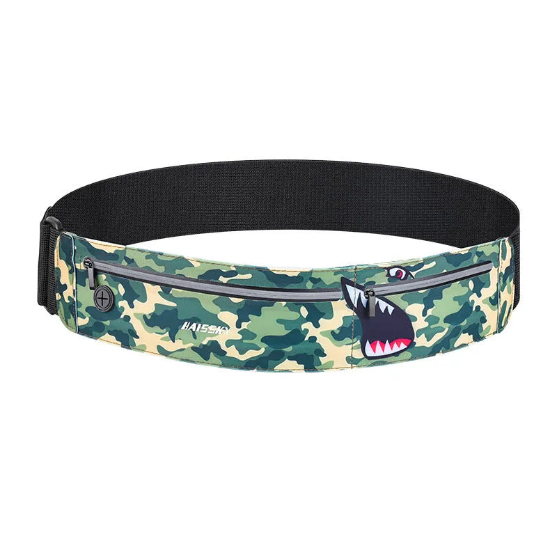 Unisex 8-inch waterproof waist bag in camouflage crocodile colour with adjustable waist strap