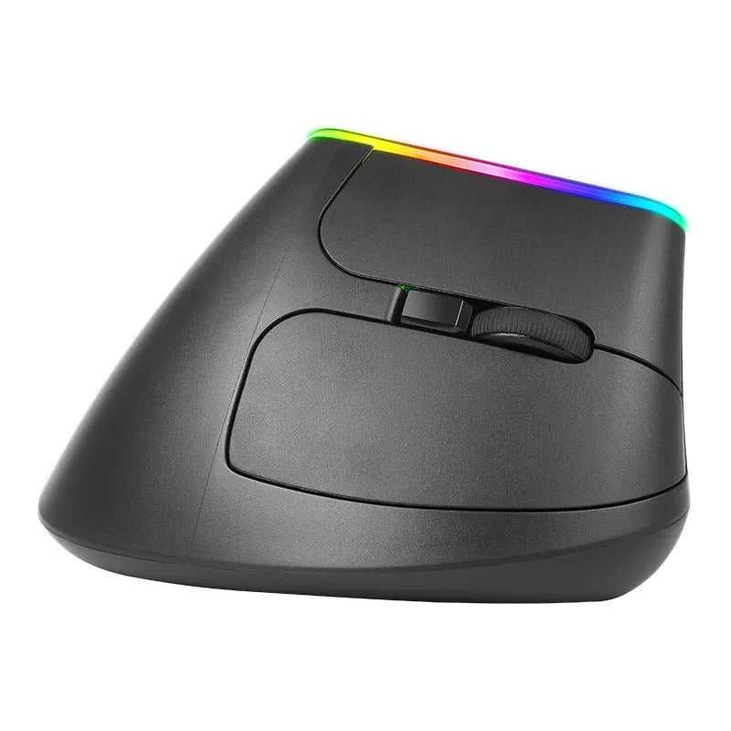 M618C vertical ergonomic wireless RGB mouse in black or white with hand-held design