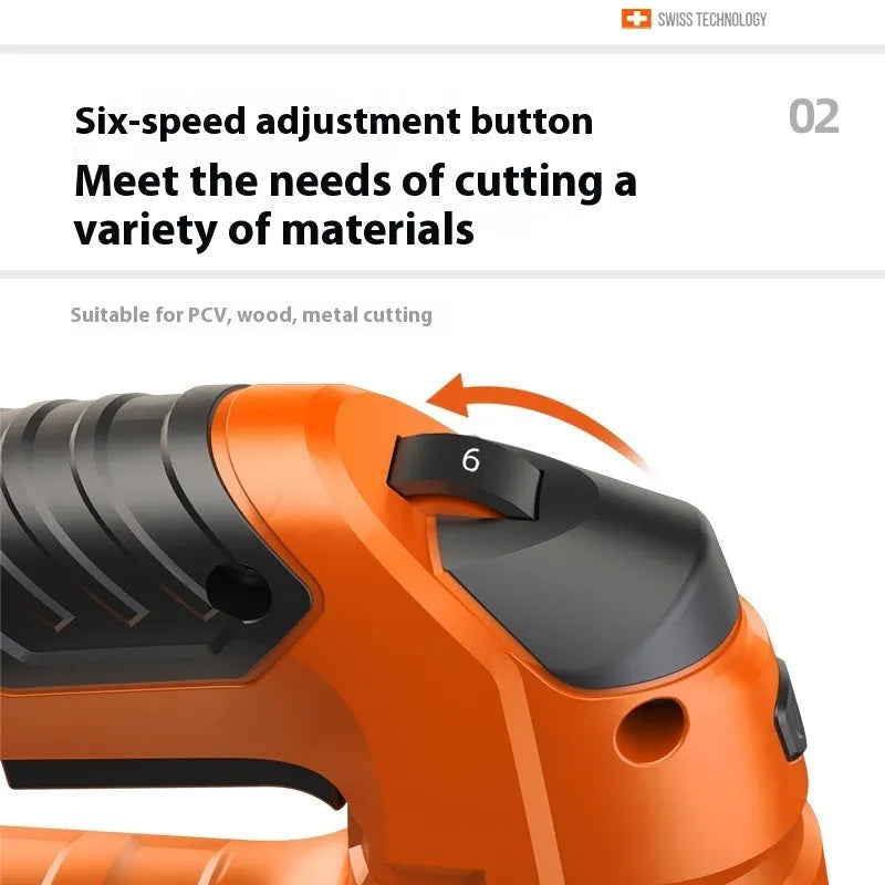 600W handheld single speed electric scroll saw with five saw blades for PVC, wood and metal cutting, 220V EU