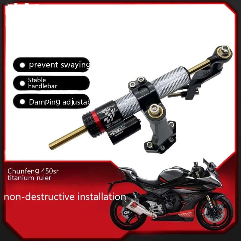 Directional damper bracket for Spring Wind 450SR/SRS motorcycles with adjustable titanium damper