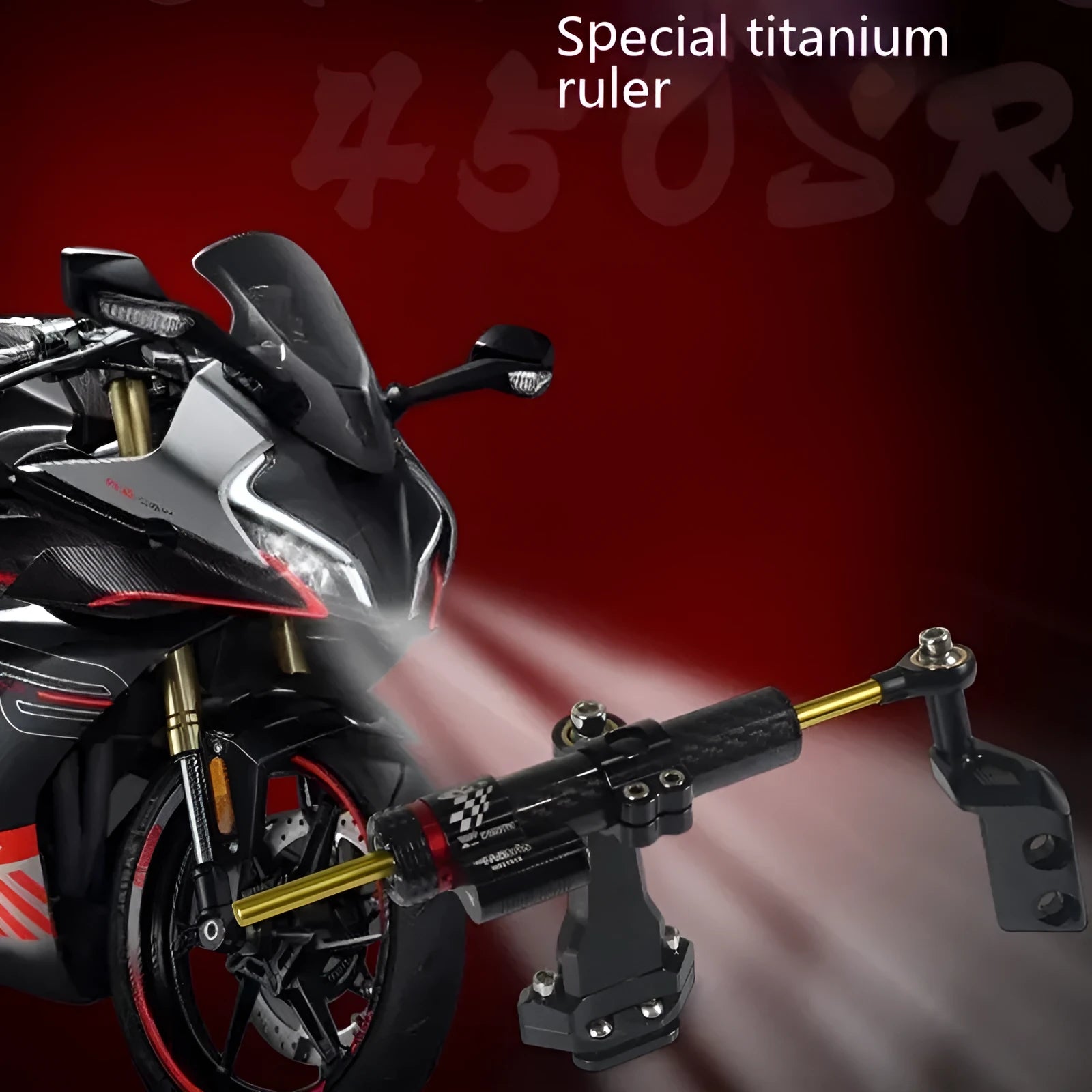 Directional damper bracket for Spring Wind 450SR/SRS motorcycles with adjustable titanium damper