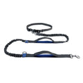 Multifunctional pet traction rope leash in fluorescent green colour with adjustable waist belt and retractable running belt components