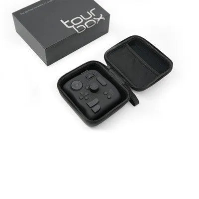 TourBox NEO video editing auxiliary keyboard with 148mm width and 198mm length, USB cable included