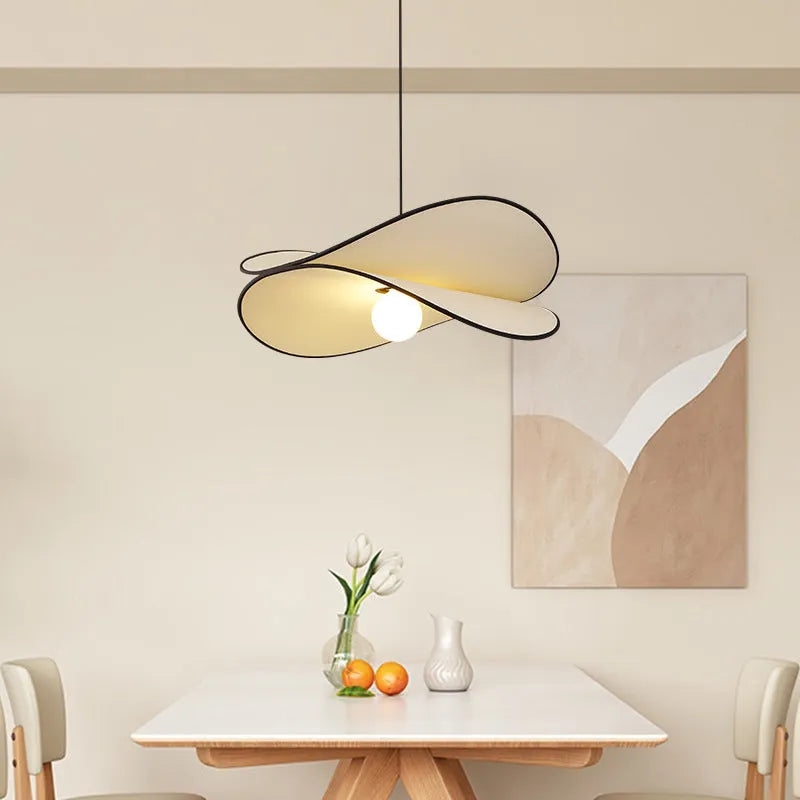 French style artistic chandelier pendant light with fabric potato chips texture in modern simplicity design