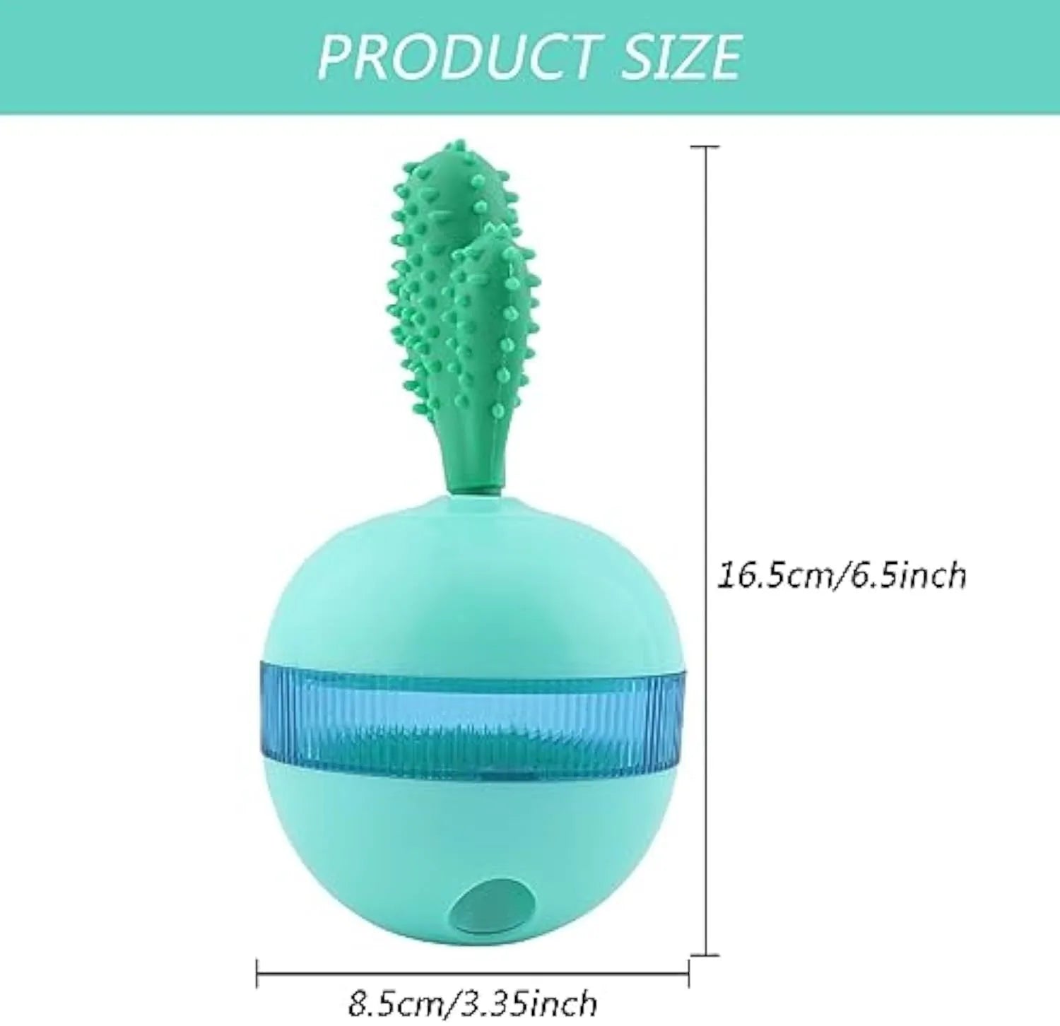 Blue interactive dog treat dispensing toy with tumbler design measuring 8.8cm for medium large dogs
