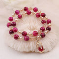 Handmade Tigereye natural Vanves stone crystal bracelet showing single and double chain options