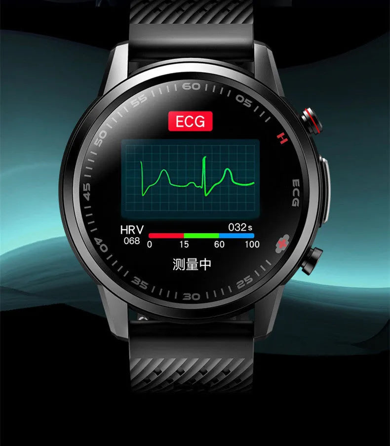 F800 ECG Blood Pressure Sports Smart Watch with black TPU wristband and 1.3-inch display