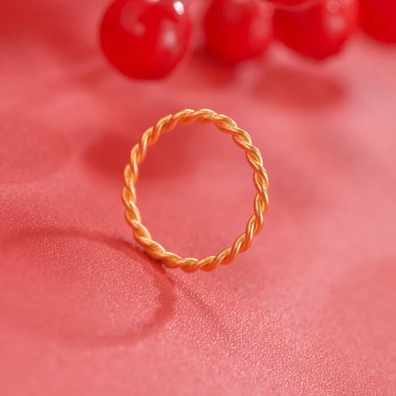 Brass gold plated women's ring shown in Twist Ring, Simple Bracelet Matte, and Simple Bracelet Glossy styles.