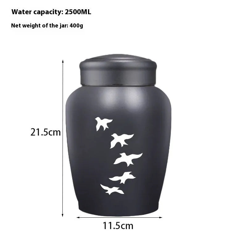 Stainless steel Chinese style hand-painted ashes urn with 2500ml capacity