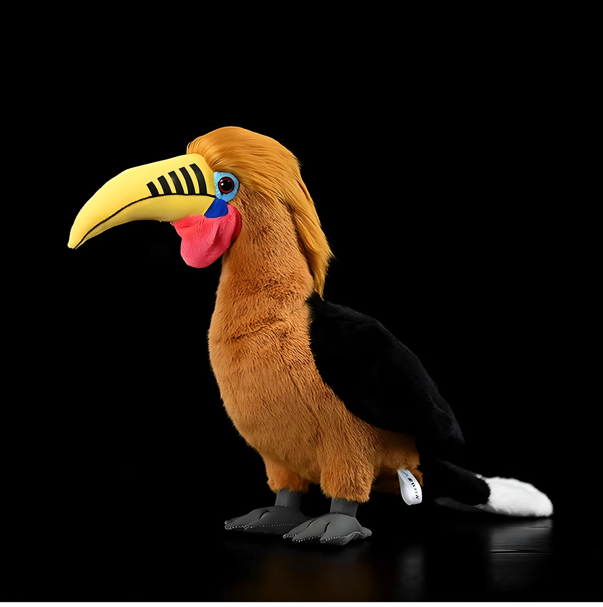 Brown necked hornbill plush toy, 30 cm tall, with plush outer material and PP cotton filling