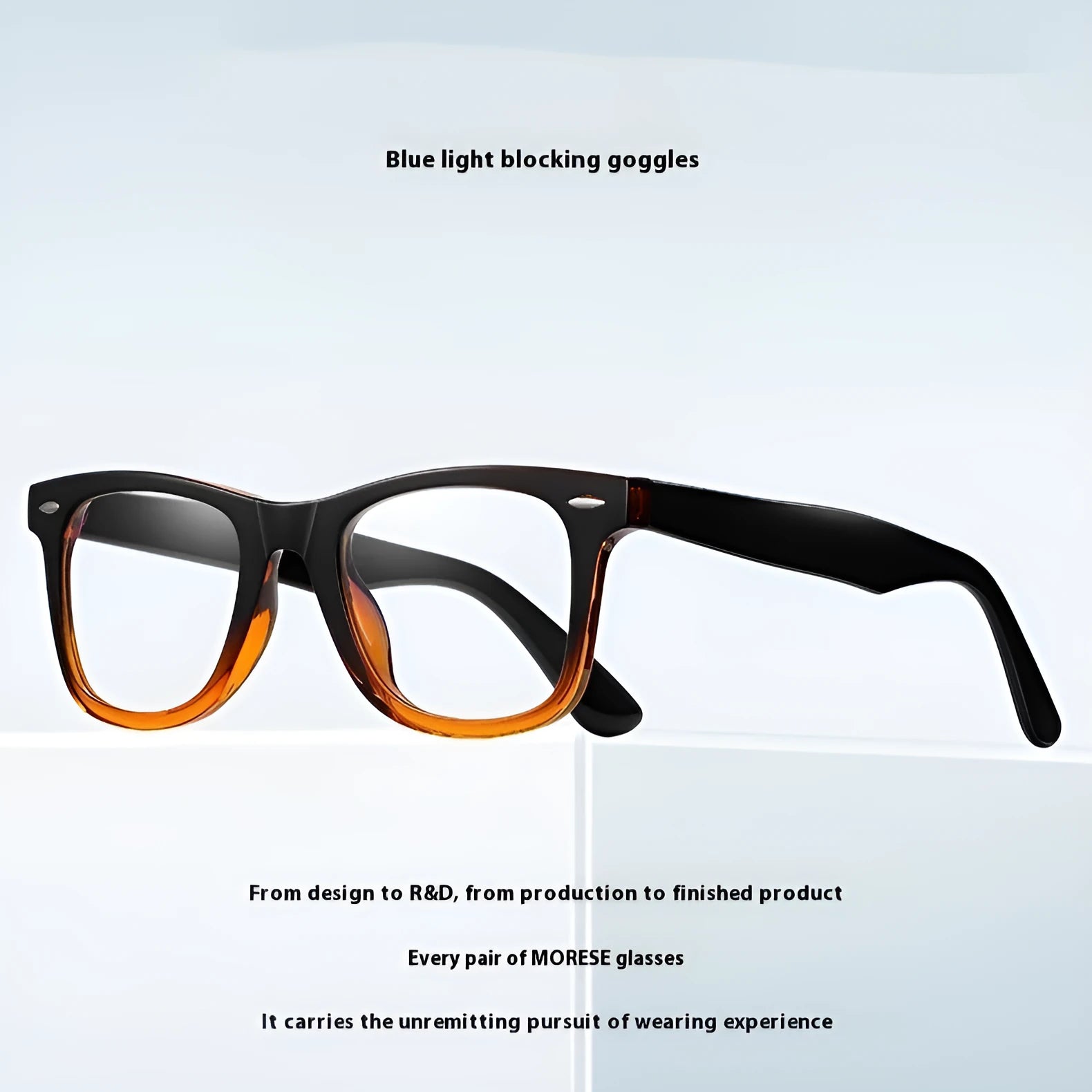 Retro square optical glasses with TR90 frame and anti-blue light lenses in various colour combinations