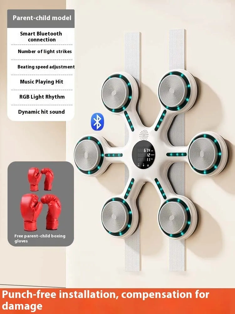 Smart music boxing machine hanging PVC wall target with height adjustment and boxing gloves