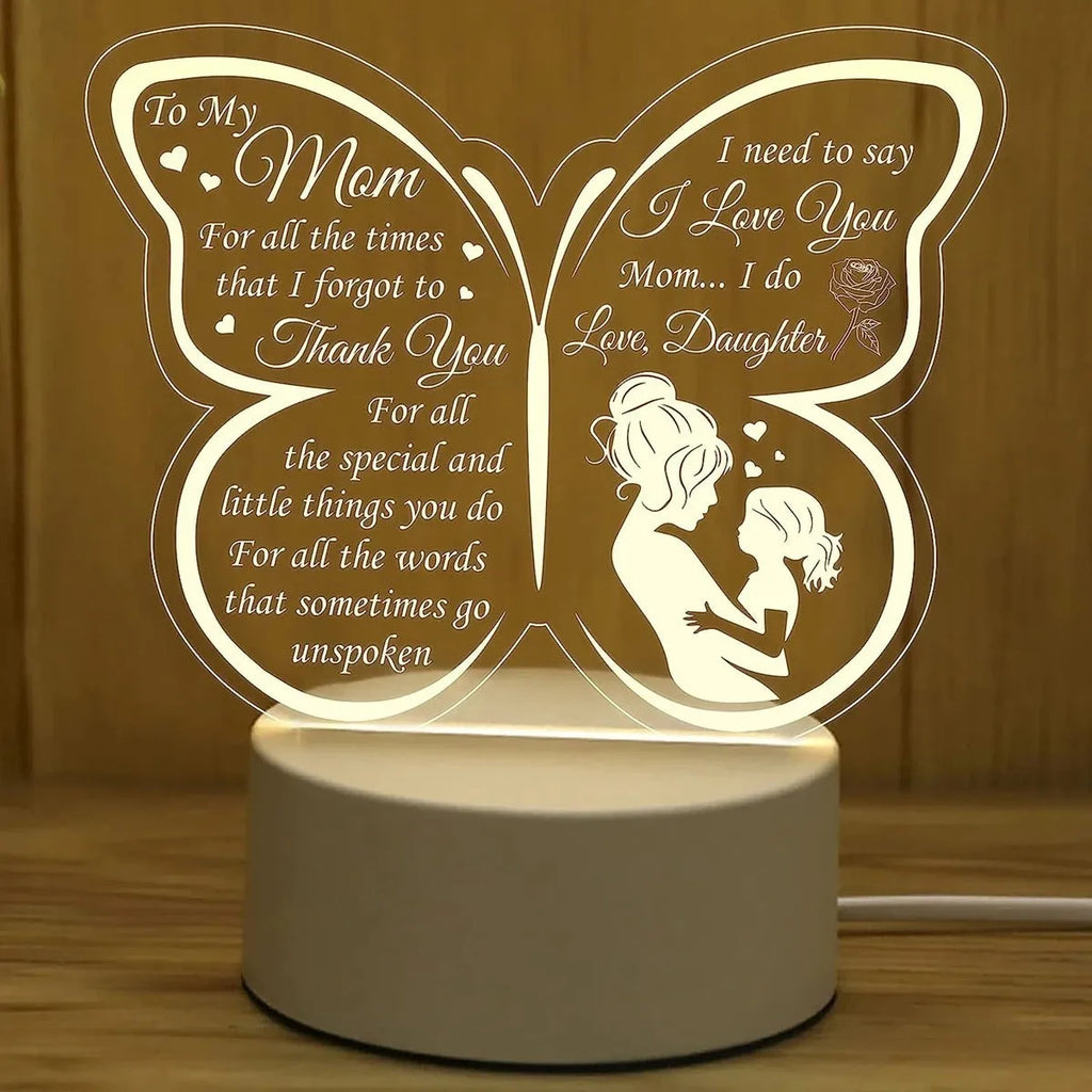 Heart-shaped acrylic table lamp with warm light and touch switch, 160mm size
