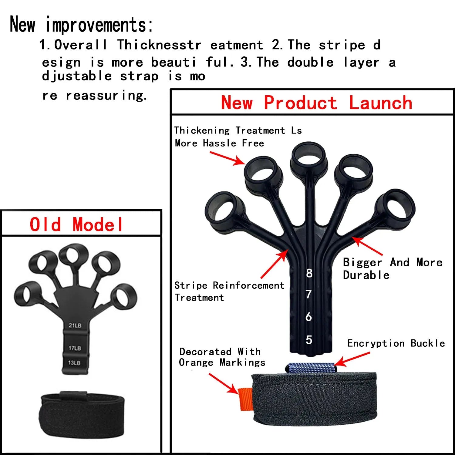 Black silicone finger trainer with adjusting belt for rehabilitation exercises