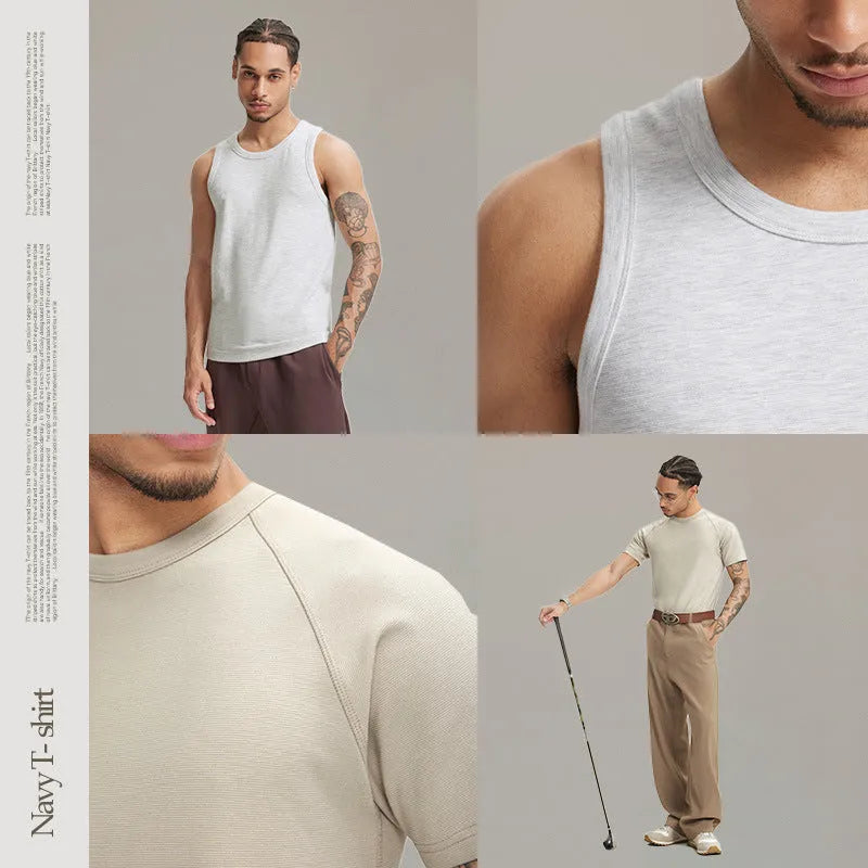 Stretch slim fit t-shirt vest in multiple colours with regular sleeves