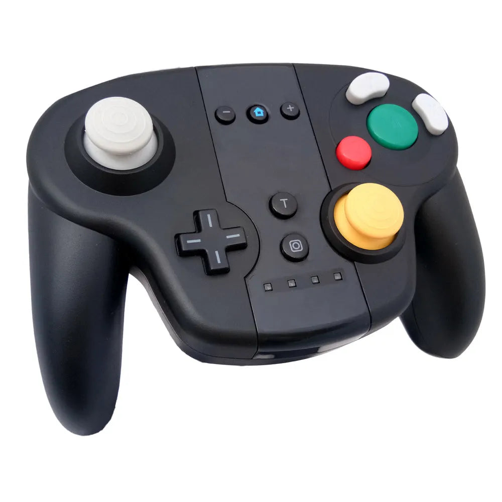 Black wireless gamepad with NFC function for Nintendo Switch and Windows, showing Type-C port and ergonomic design