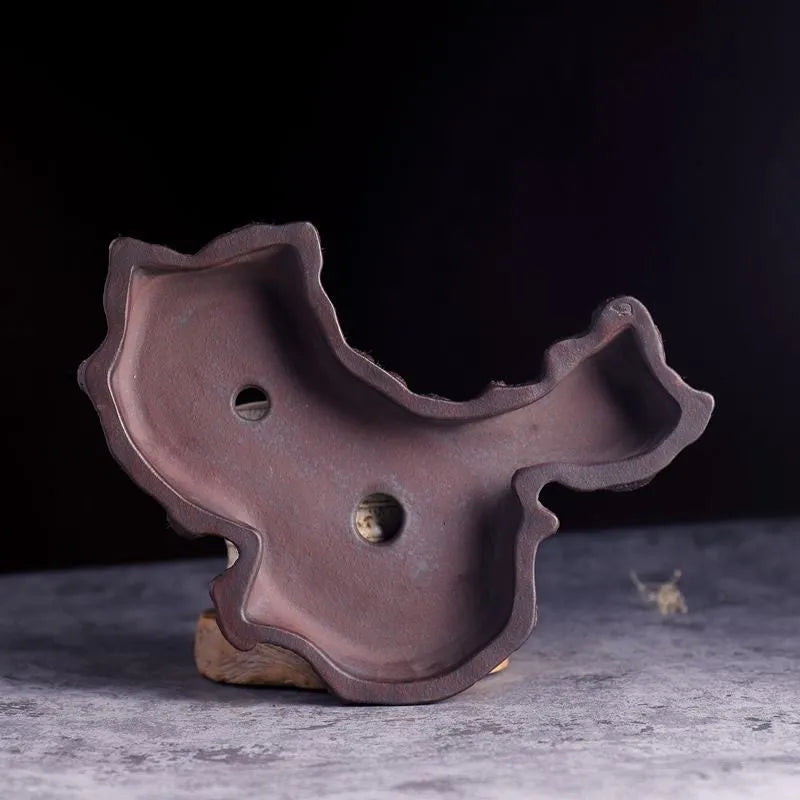 Purple sand small ceramic flower pot for desktop bonsai and green plants, ancient red mud appearance