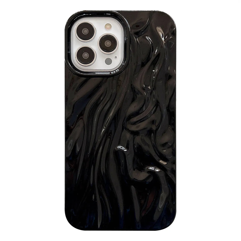 INS style water ripple silicone phone case for iPhone with oil filling process in milky white colour