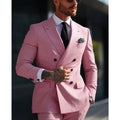 Men's Korean slim fit two-piece suit with structured jacket, available in multiple colours including navy blue and olive green