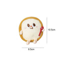 Set of five colourful cat chewing toys shaped like hamburger, chicken legs, fries, hot dog, and bread slice on a white background.