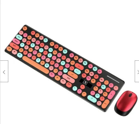 Wireless keyboard and mouse set in vibrant yellow mixed colour with backlit keys and optical mouse