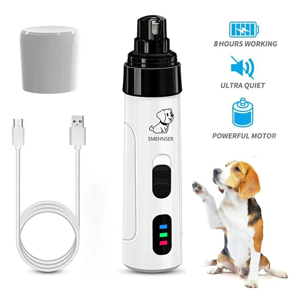 Pet automatic nail piercing device with LED display and dust collection for dog grooming