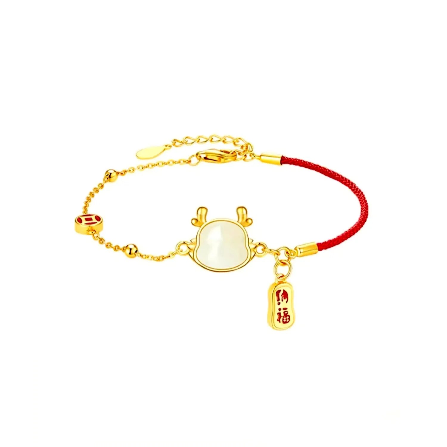 SL173 silver-plated bracelet with dragon charm and Hetian jade stone