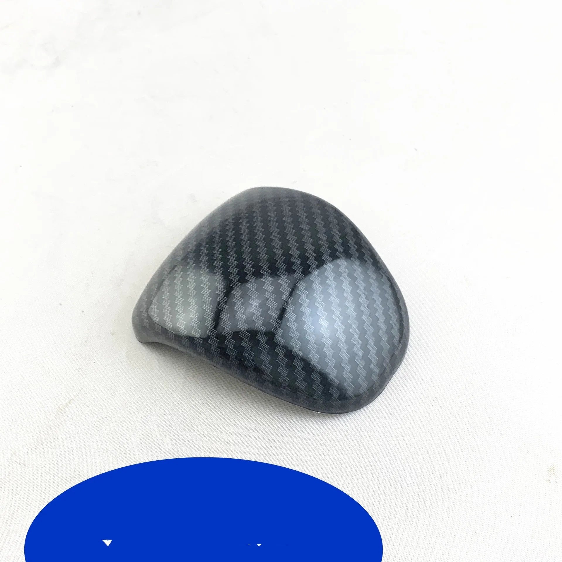 Carbon fibre pattern gear shift cover measuring 8cm diameter by 2cm height for automotive interiors