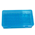 42 compartment plastic sewing tool organiser box with transparent lid showing needles and embroidery tools inside