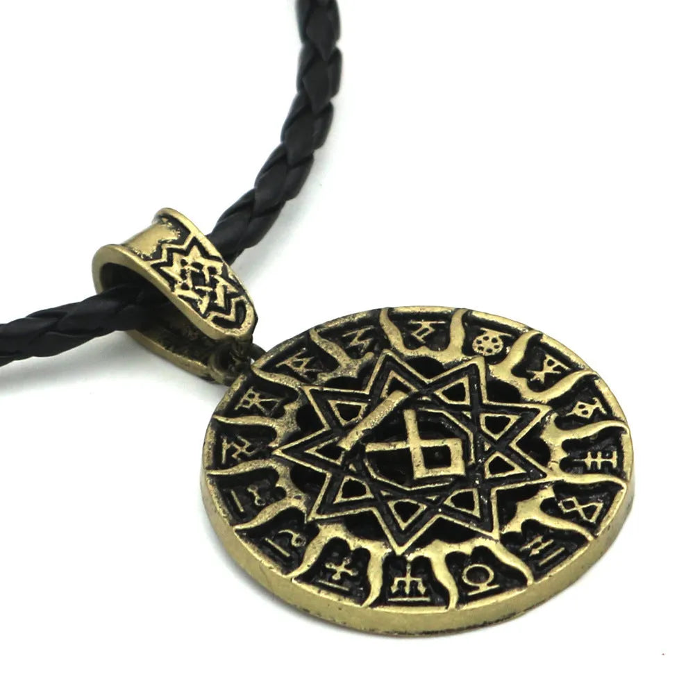 Lunavin ODing logo pendant necklace with adjustable chain in antique silver or bronze finish