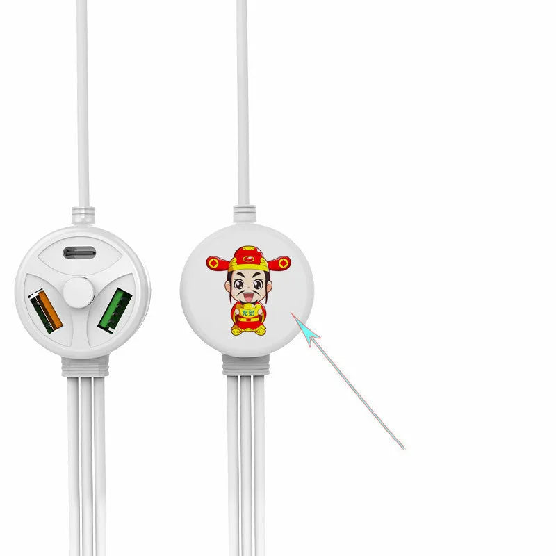 PDPVC mobile phone charging cable showing three connector types and 1.2m length