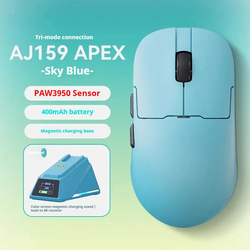 AJ159 gaming mouse in Yunfeng White colour with compact design and Teflon foot patches