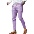 Men's slim fit pencil trousers in stretch cotton twill fabric, shown in a solid colour with a zip fly and mid-waist design.