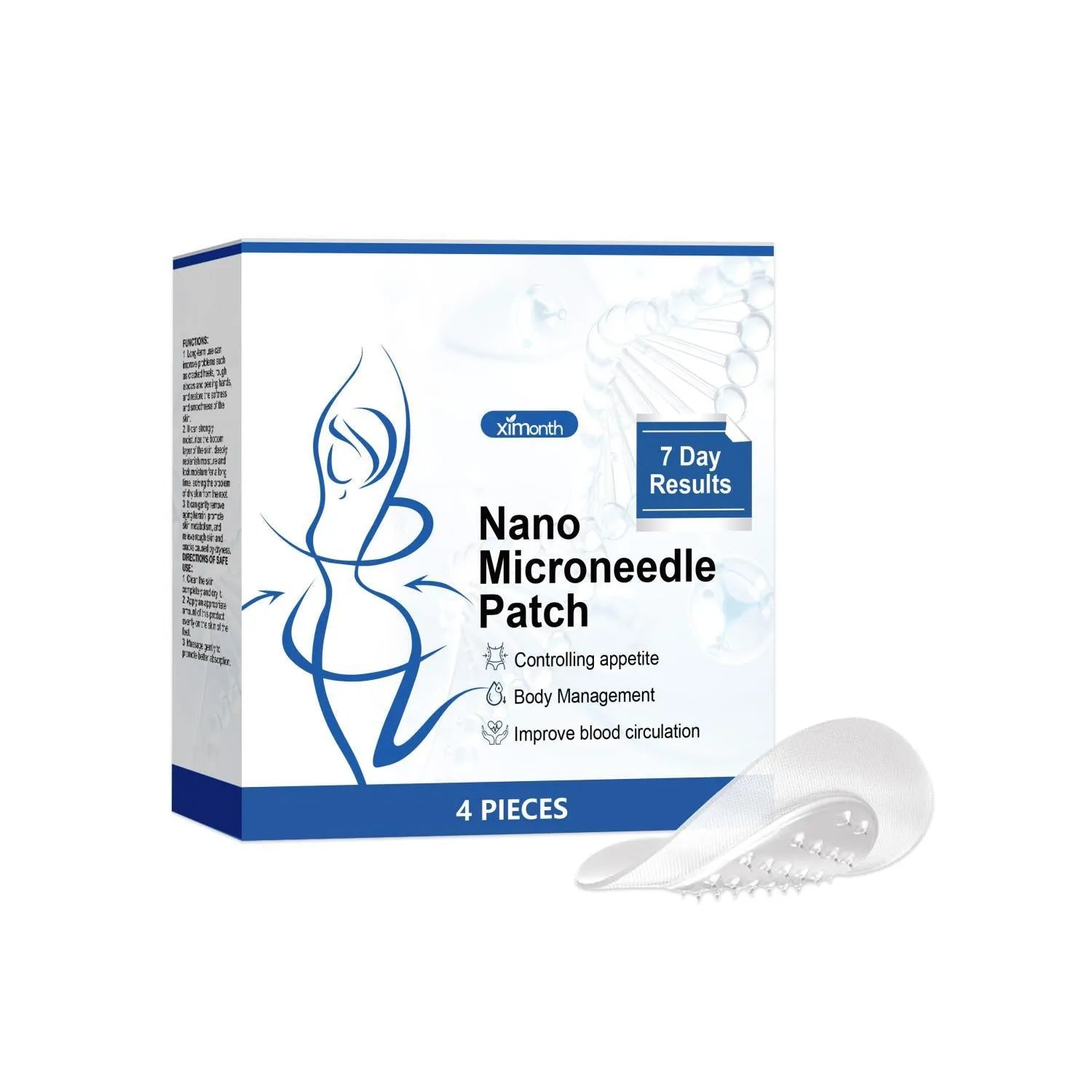 Four body shaping nano microneedle stickers with botanical actives including cinnamon oil, ginger, and mugwort root