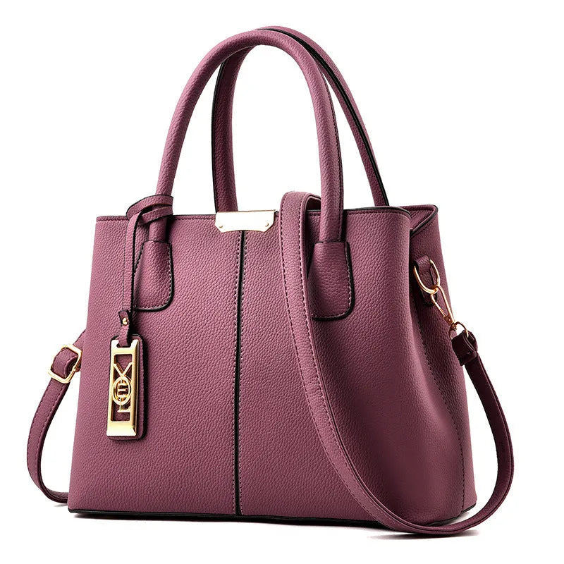 Soft PU leather large capacity shoulder handbag for women shown in a choice of colours.