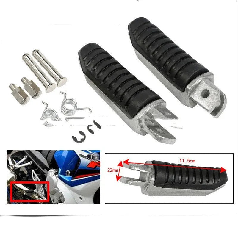 Black aluminium alloy motorcycle pedals set for Suzuki GSX1300R Hayabusa and V-Strom compatibility