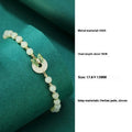 Cyan Hetian jade bracelet with sterling silver butterfly design and inlaid gemstones