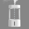 White anti-gravity water drop humidifier with floating droplets illusion and USB cable
