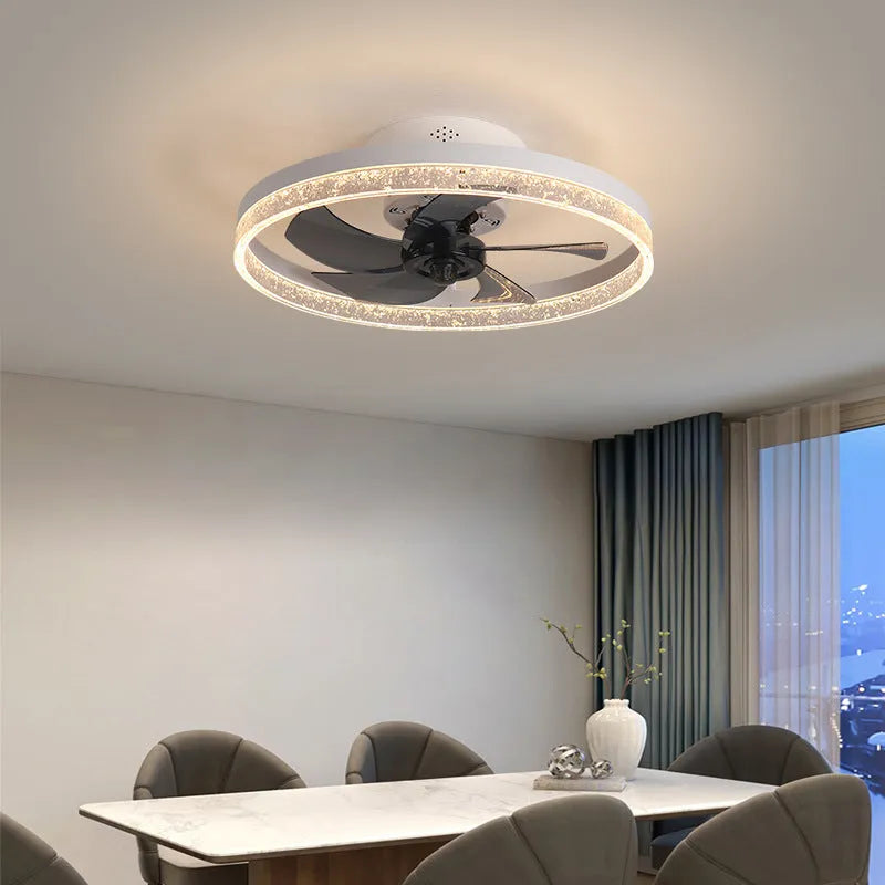 Nordic-style ceiling fan lamp with 50cm blades and LED light in coffee gold colour