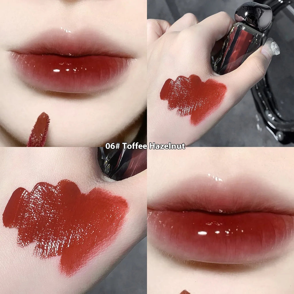 Glacier Lava Lip Lacquer in a tube showing its water light mirror gloss finish.