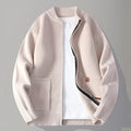 Men's casual sweater cardigan in beige, grey, black, red or green, loose fit, long sleeve, ribbed hem, sizes 165-190