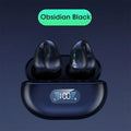 Bone conduction Bluetooth headset clip in black colour with ear clip design and charging cable