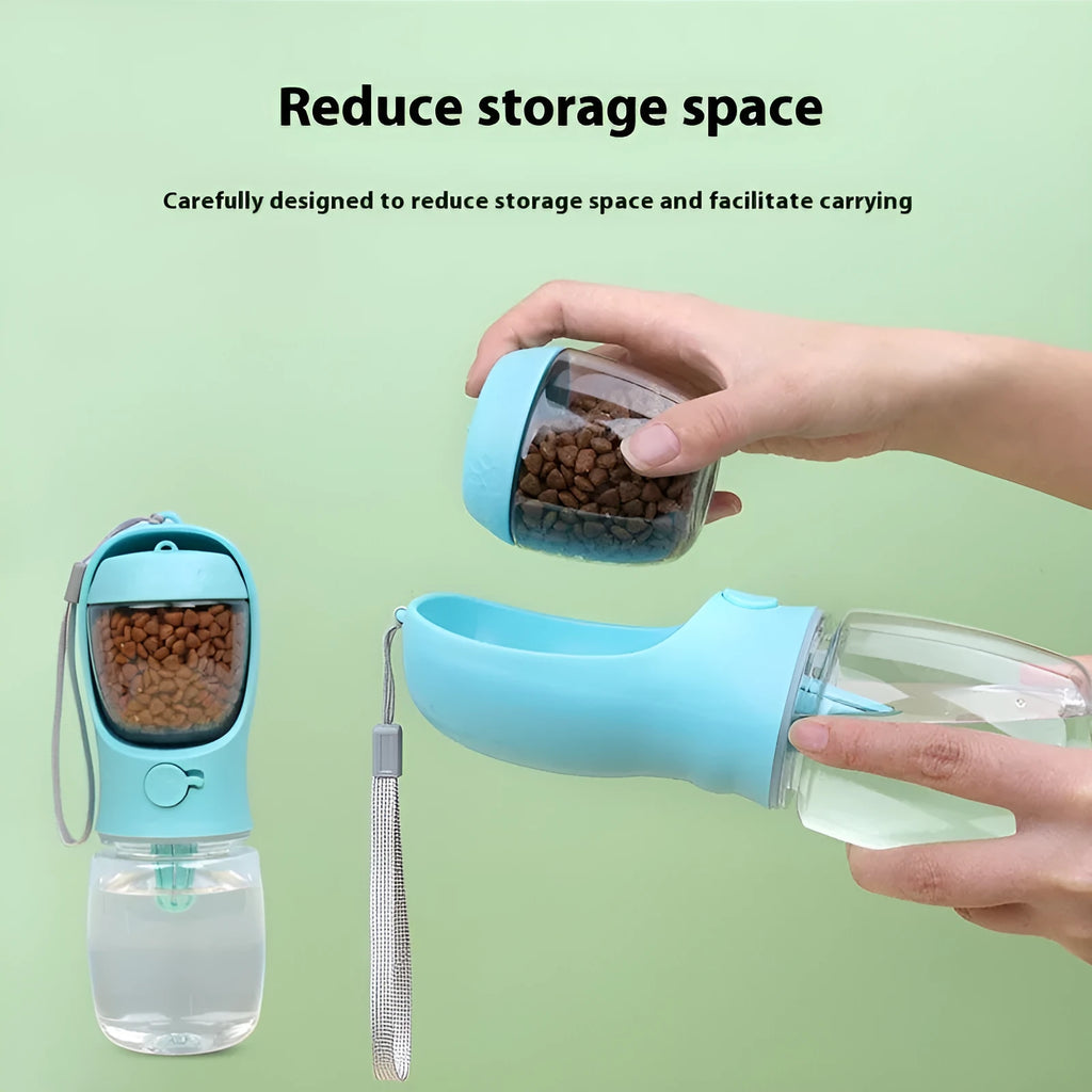 Dual-use dog outing drinking cup in blue, pink or white plastic with 350ml or 550ml capacity options