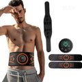 Rechargeable EMS abdominal belt with adjustable strap and arm stickers for muscle stimulation training